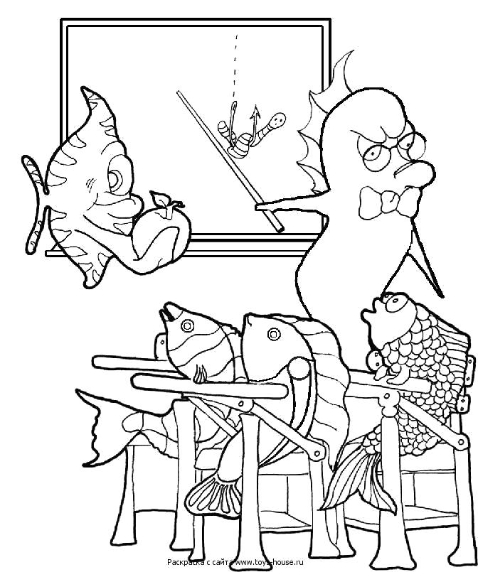 Раскраски про приключения рыбки Дори и его друзей.  Школа рыб
