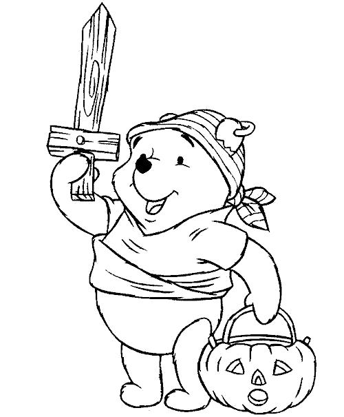 Раскраски из зарубежного мультфильма про Винни Пуха и его друзей для самых маленьких   Хэллоуин