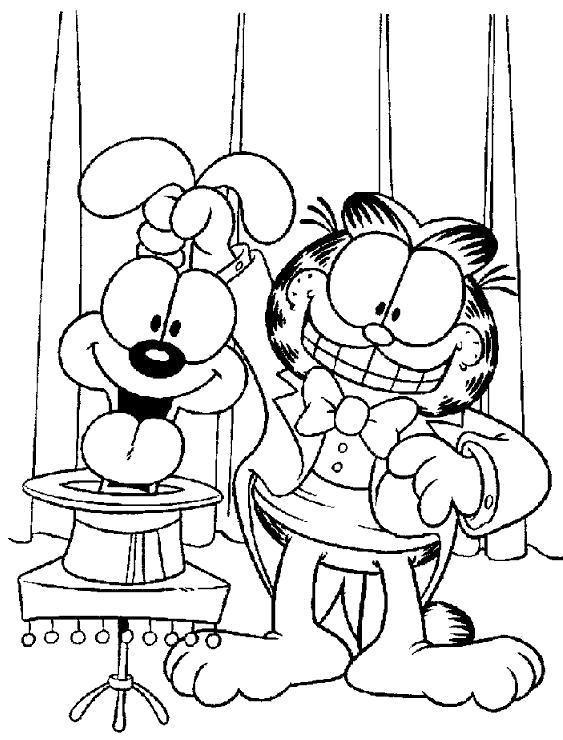 Раскраски про приключения кота Гарфилда для детей  Фокусник