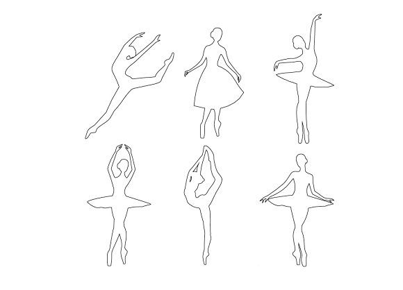  Раскраски контуры балерина для вырезания из бумаги детям, для поделок, для трафаретов