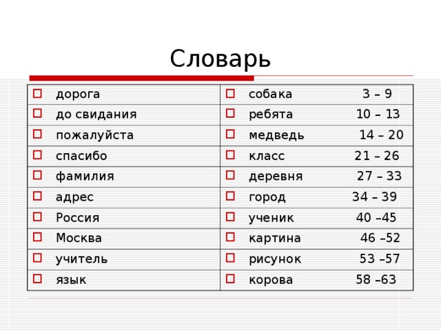 Словарные слова русский язык  Словарные слова русский язык