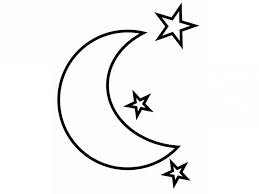 Месяц и три звезды. Раскраски контуры луна, месяц, полумесяц, месяц со звездами, месяц с облаками для вырезания из бумаги