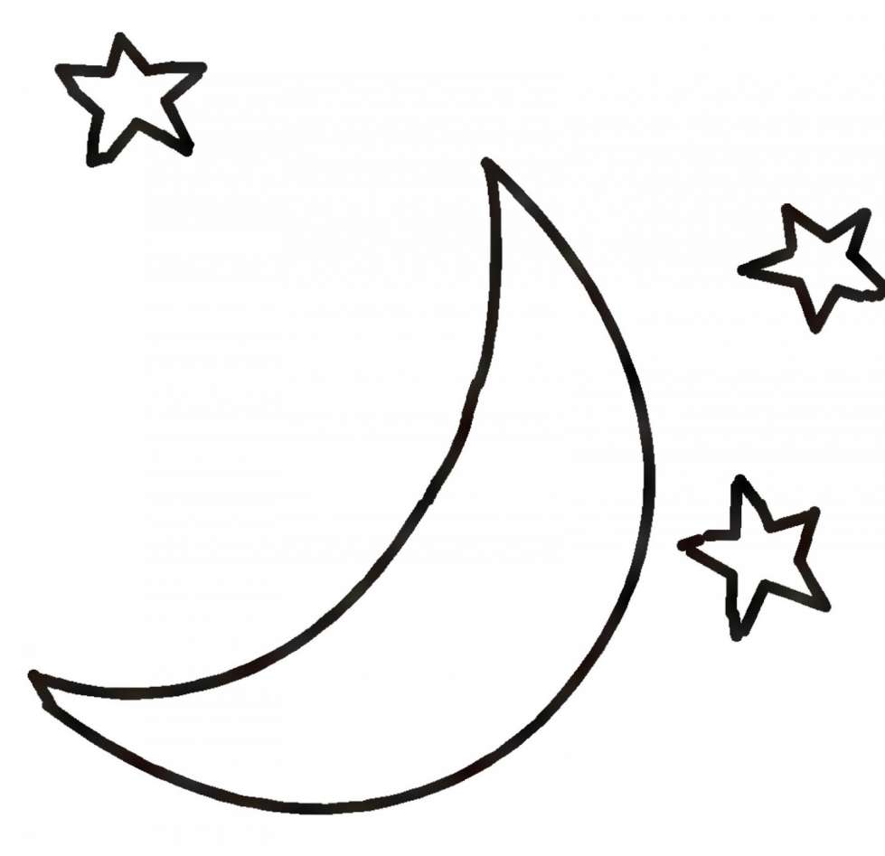  Раскраски контуры луна , месяц, полумесяц для вырезания из бумаги для детей, луна и звезды