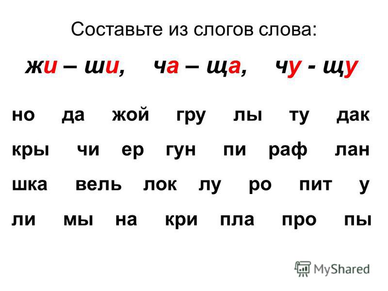 Жи ши слова примеры 2