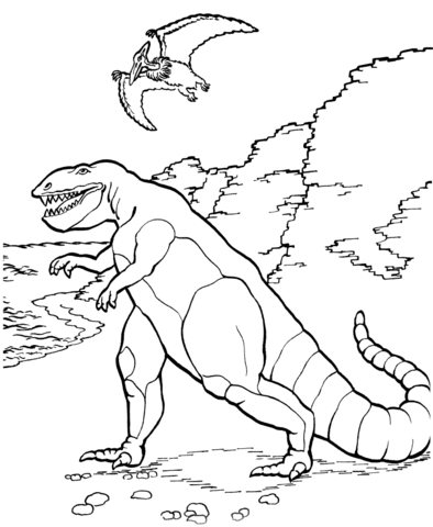 Раскраски с трабозаврами Скачать раскраску с динозавром трабозавром