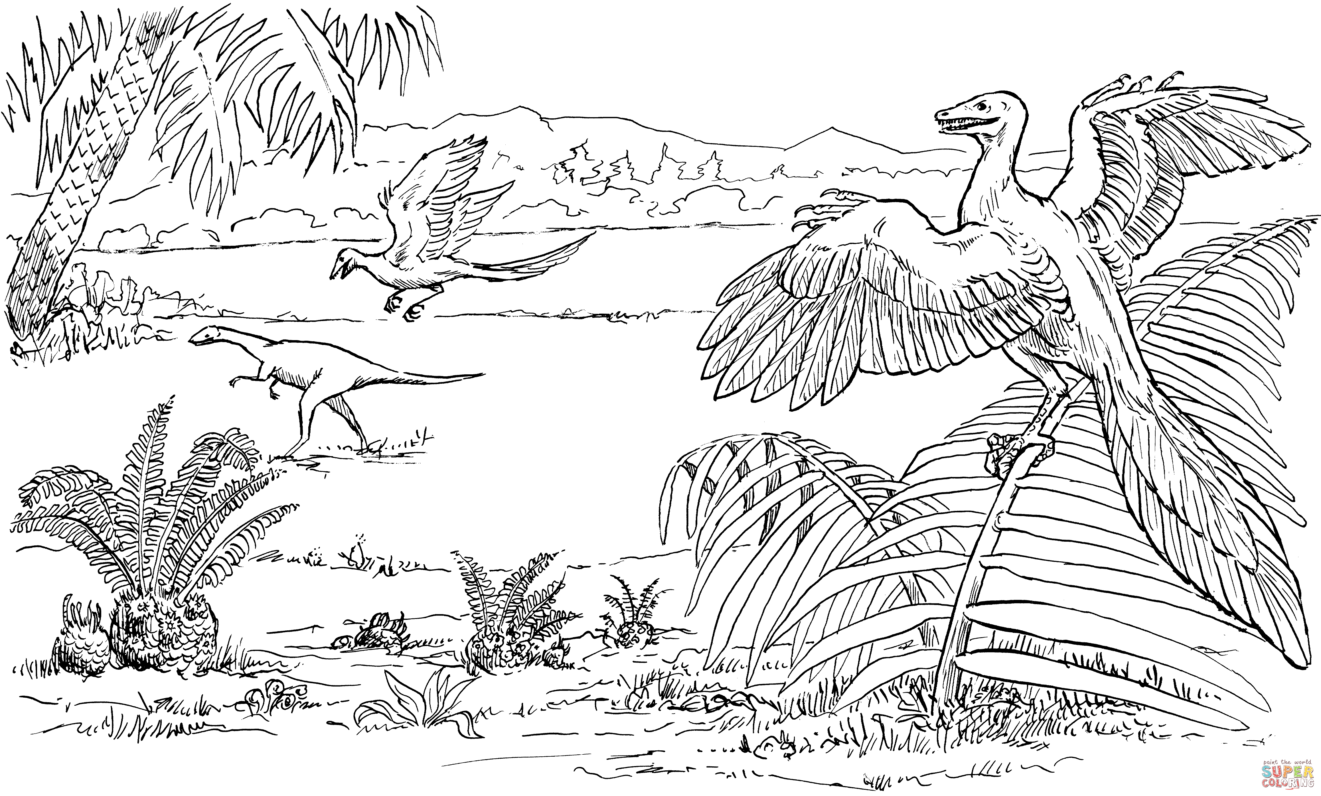 Раскраски динозавра археоптерикса Археоптерикс для детей. 