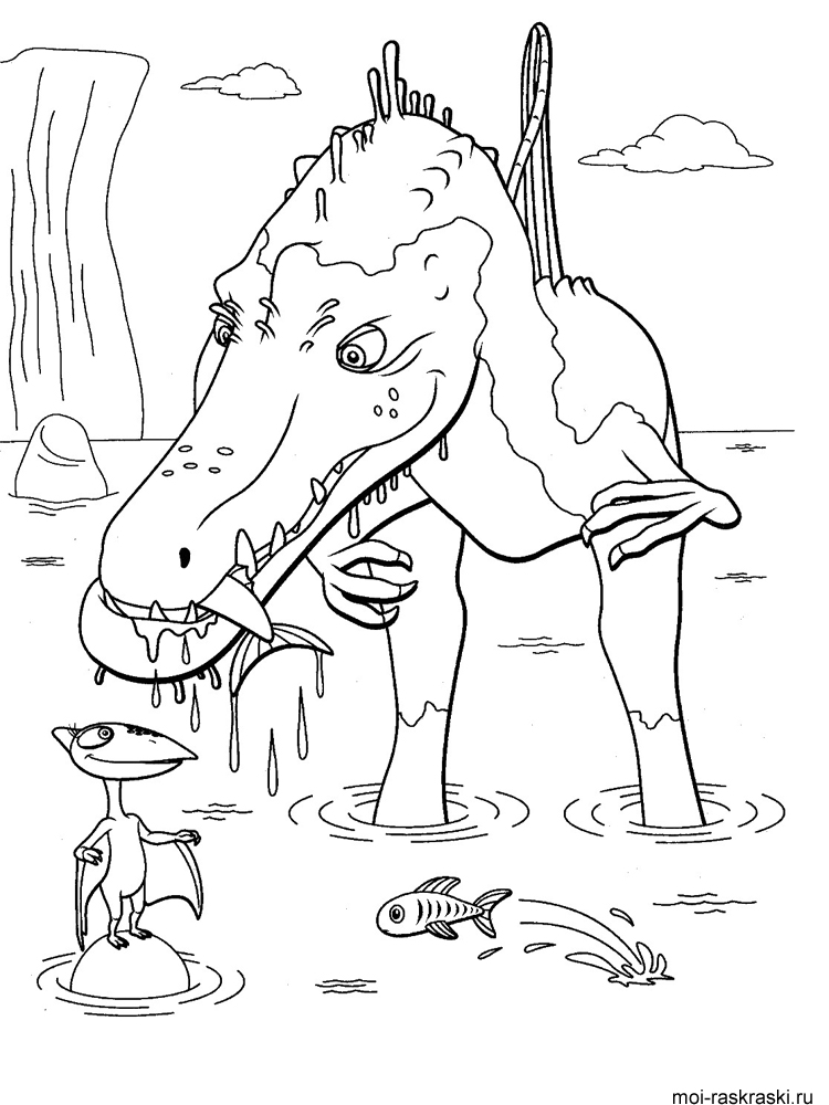 Раскраски для детей с изображением динозавров . Раскраски для мальчиков и девочек из мультфильма Поезд динозавров . Разукрашки для всех членов семьи с изображением динозавров