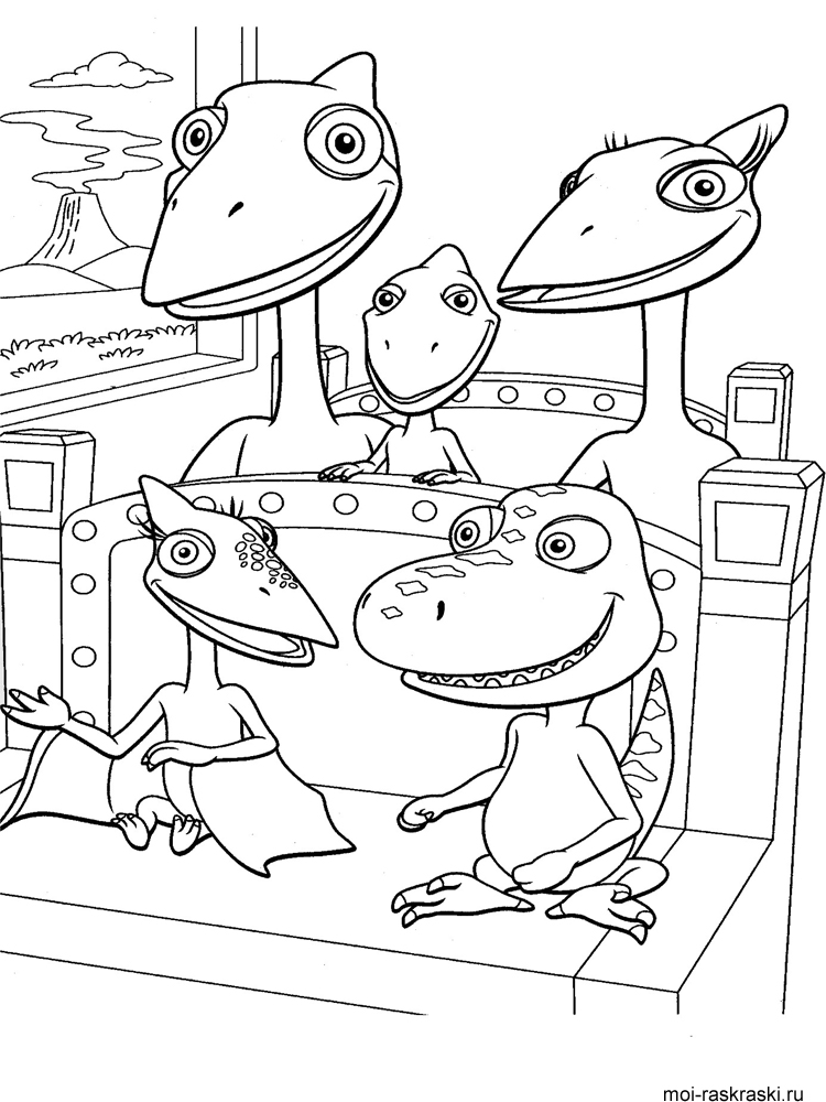 Раскраски для детей из мультфильма : Поезд динозавров .      Раскраски для детей с изображением динозавров . Раскраски для мальчиков и девочек из мультфильма Поезд динозавров . Разукрашки для всех членов семьи с изображением динозавров