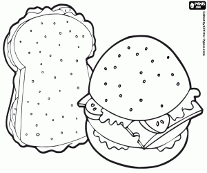 Сэндвичи. Еда. Раскраски на тему еда. Раскраски для детей и малышей на тему еда, с изображениями аппетитных сэндвичей. Раскраски с едой.