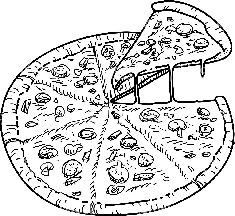 Раскраски на тему еда с изображением разных видов пиццы .     Раскраски для всей семьи с изображением пиццы . Раскраски для тех,кто любит пиццу . Раскраски на тему еда с изображением пиццы . Раскраски пицца !                