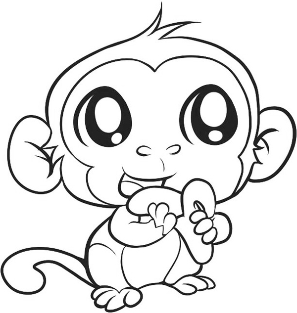 Раскраска для детей обезьянка