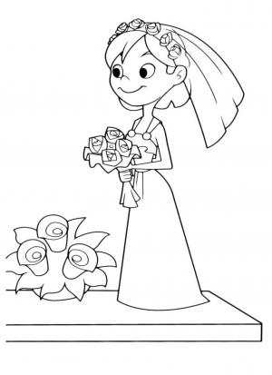  раскраски на тему невеста для детей. Раскраски с девушками в красивых свадебных платьях для девочек. Раскраски с невестами для девочек     