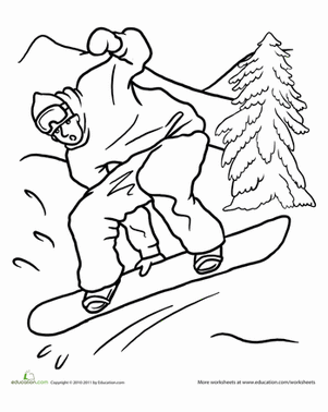 Раскраска - Том и Джерри - Джерри - сноубордист | MirChild