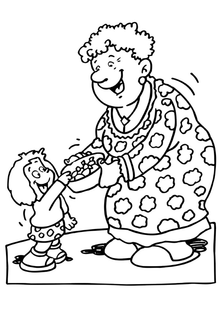 Бабушки. Бабушка раскраски. Раскраски для деток на тему семьи, в частности на тему бабушка. Семейные ценности.  