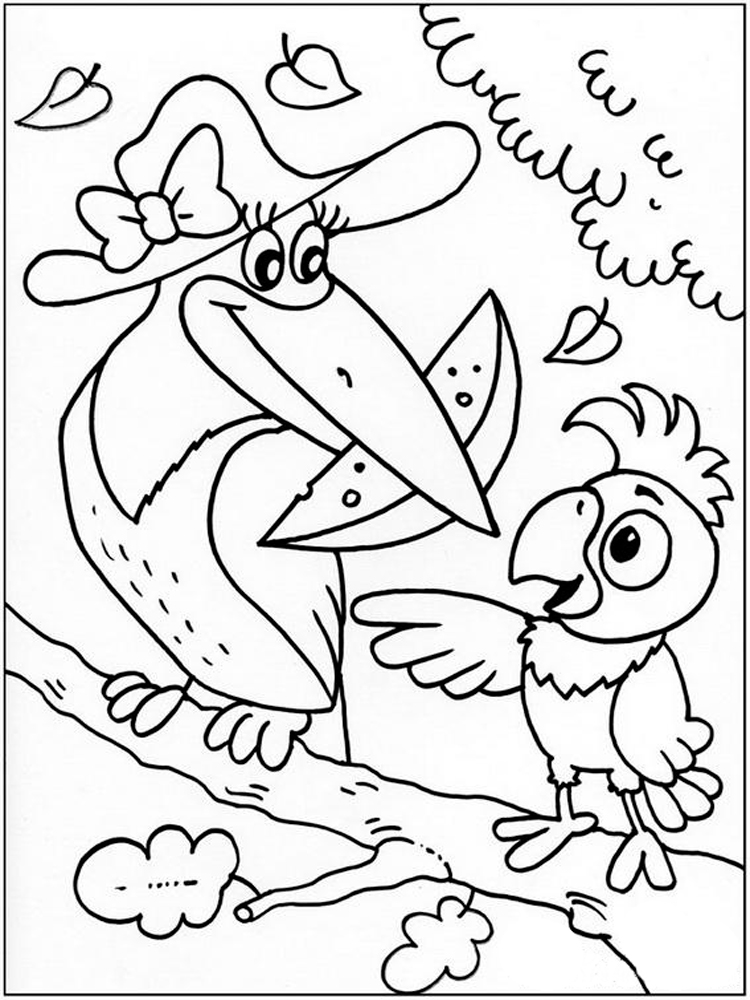 Раскраски  для детей с героями любимой сказки Возвращение блудного попугая Разукрашки с попугаем Кешей . Раскраски для мальчиков и девочек из сказки Возвращение блудного попугая . Забавные раскраски с попугаем Кешей для мальчиков и девочек