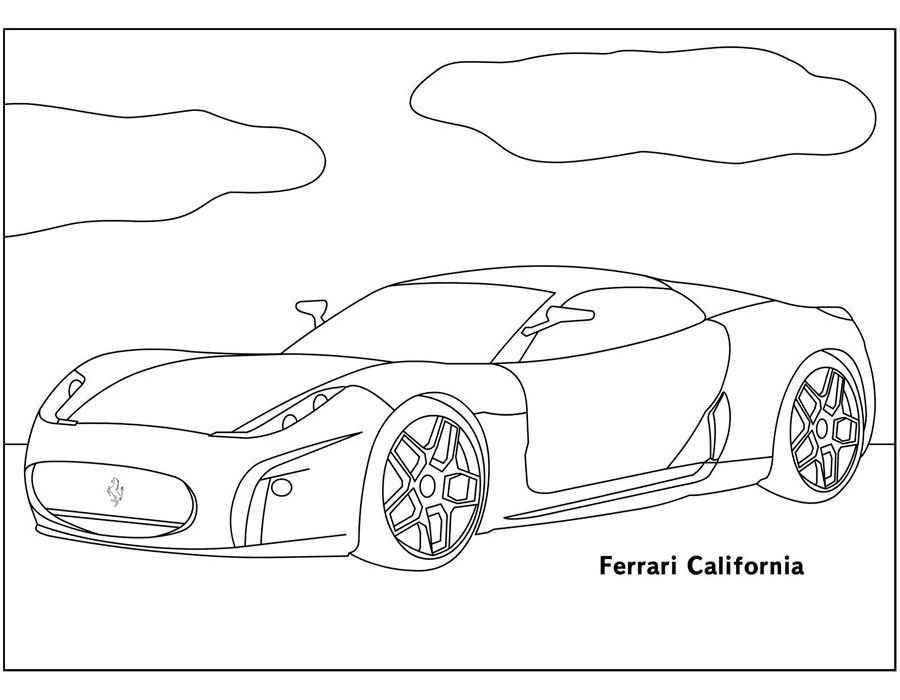  раскраски на тему машины Ferrari  для детей.  раскраски с машинами Ferrari для мальчиков и девочек                     