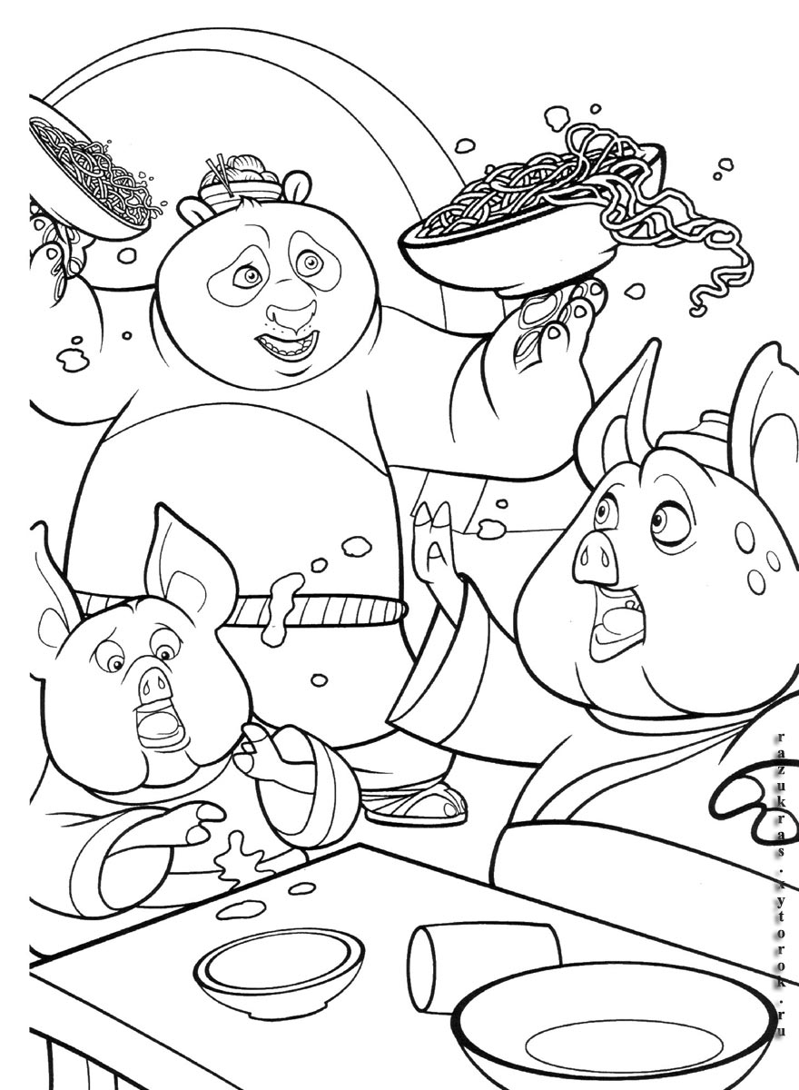  раскраски на тему мультфильма про кунг фу панду для мальчиков и девочек. Интересные раскраски с персонажами мультика Кунг Фу Панда для детей 