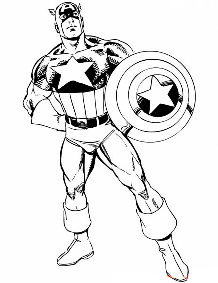 Раскраски для мальчиков и девочек с героями мстителей Капитаном Америка . Разукрашки для мальчиков любого возраста с Капитаном Америка . Раскраски для детей капитан америка