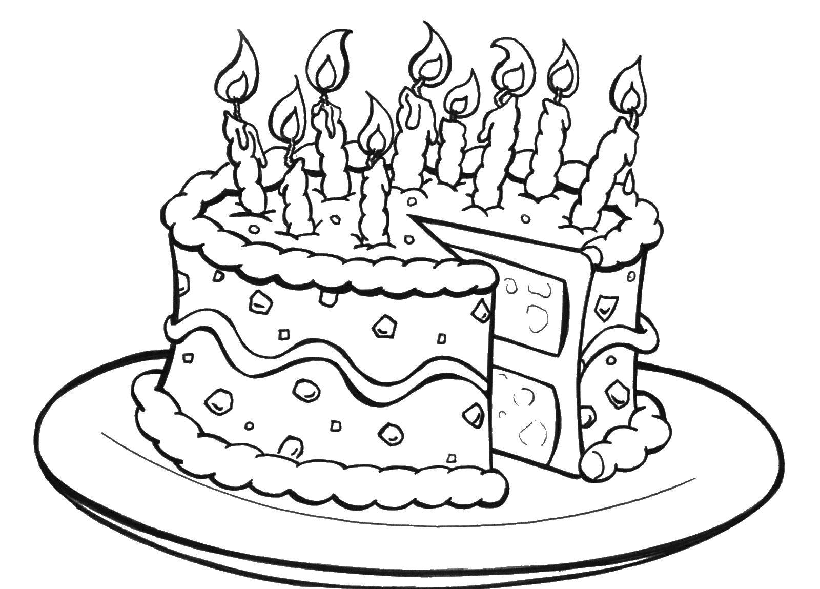 Раскраски с тортиками для детей и взрослых . Разукрашки для детей с изображением тортов . Раскраски на тему еда с изображением тортиков .                        