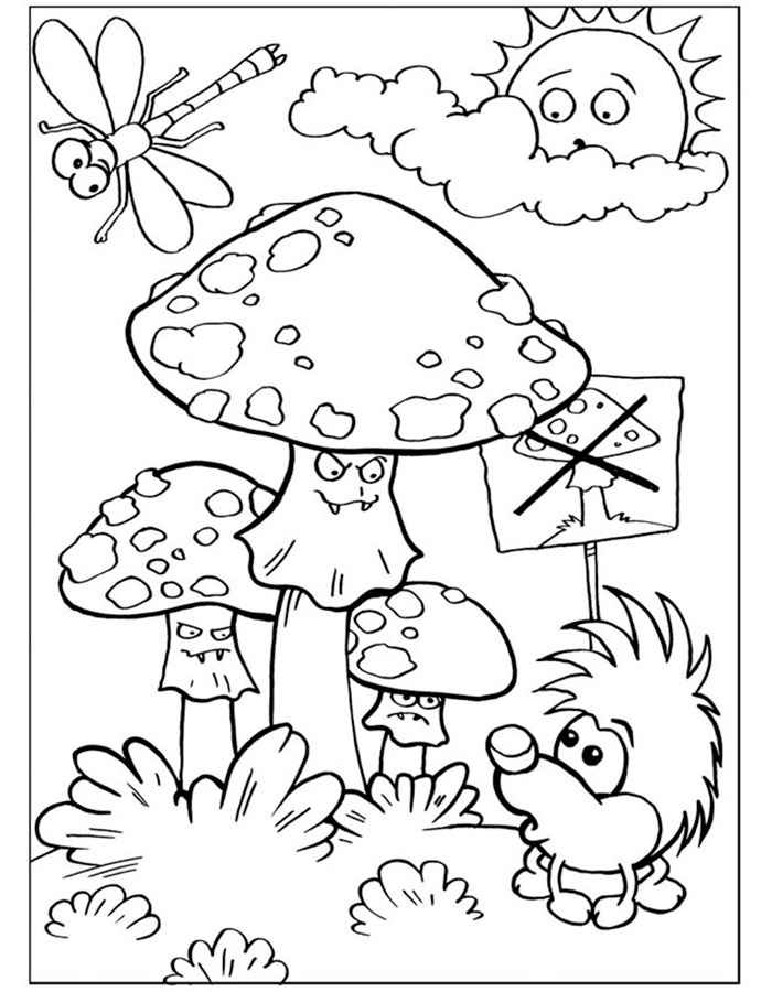  Раскраски детские окружающий мир. Раскраски для детей с грибами. Раскраски для детей скачать. Скачать бесплатные раскраски для детей. Бесплатные детские раскраски лесные грибы.