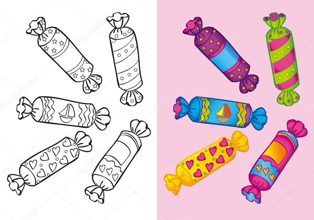 Раскраски для детей на тему еда. Раскраски со сладостями, конфетами. Раскраски для малышей, раскраски со сладостями. Раскраски с изображениями конфет.  