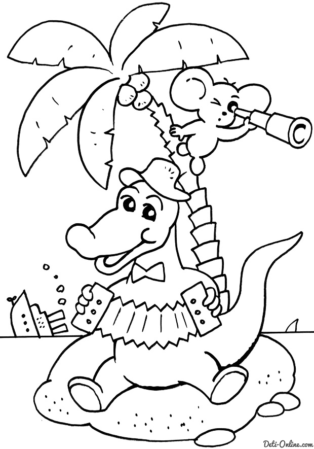 Старая добрая раскраска из мультфильма Чебурашка и Крокодил Гена . Раскраска для мальчиков и девочек с героями любимой сказки Чебурашкой и Крокодилом Геной     