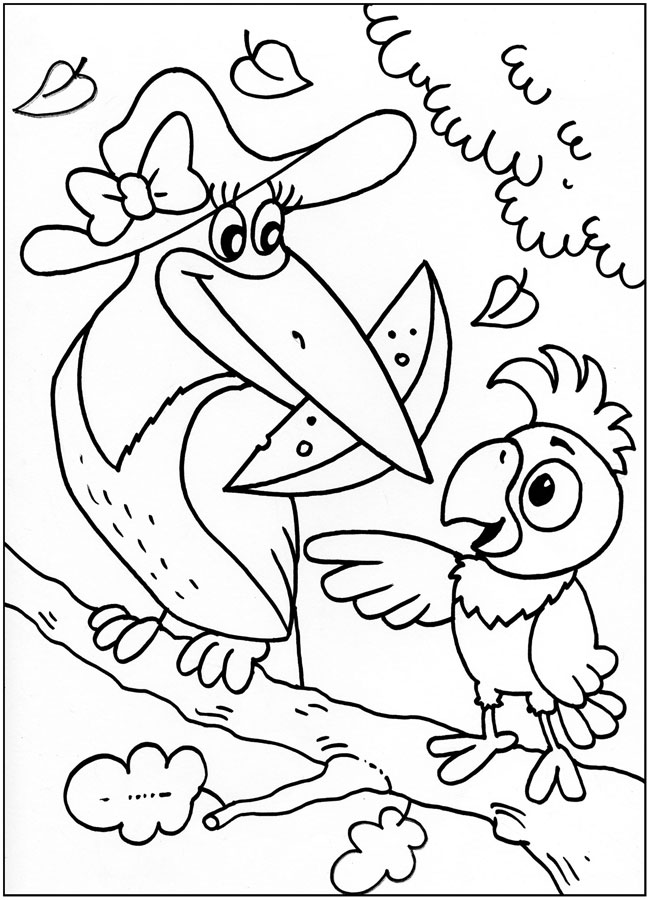  раскраски на тему мультфильма возвращения блудного попугая для мальчиков и девочек. Интересные раскраски с персонажами мультфильма Кеша - возвращения блудного попугая 
