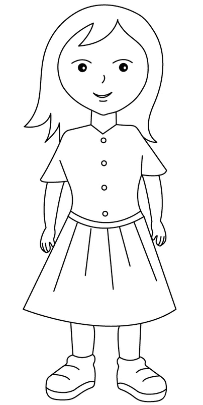 Раскраска девочка в платье и шляпе изображение детей распечатать