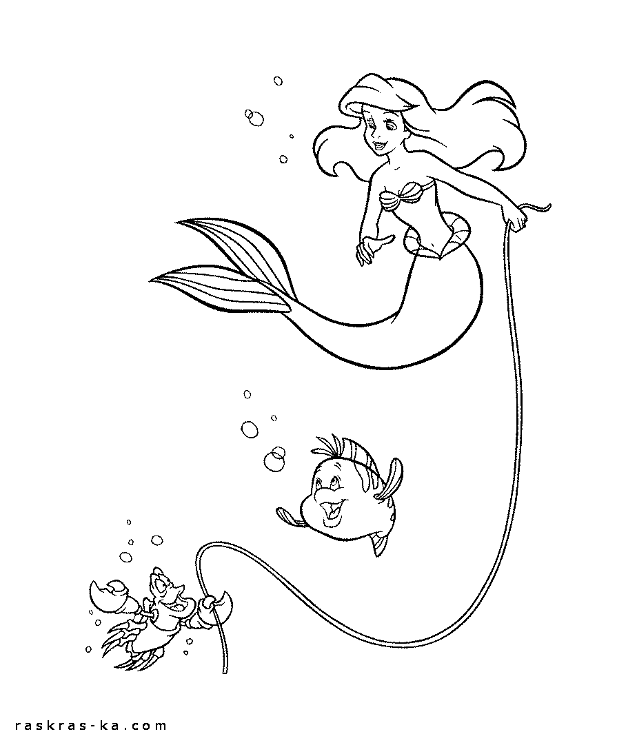 Раскраски для девочек с изображением Русалки Ариэль . Раскраски для детей с изображением русалок .  Раскраски для взрослых и детей с изображением русалок .     