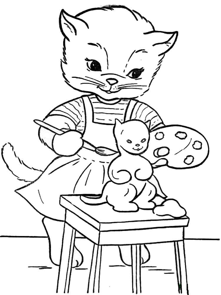 Кошечка раскраска для детей