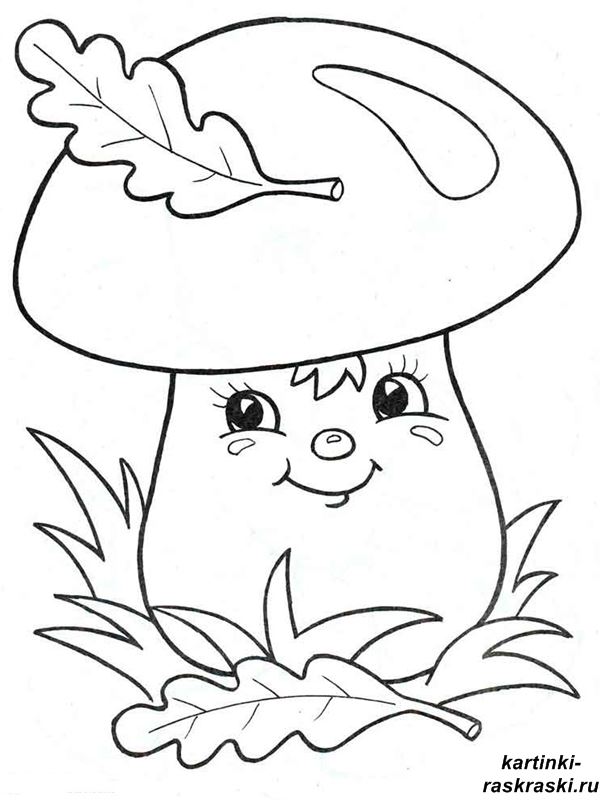 Раскраска грибы на полянке для детей