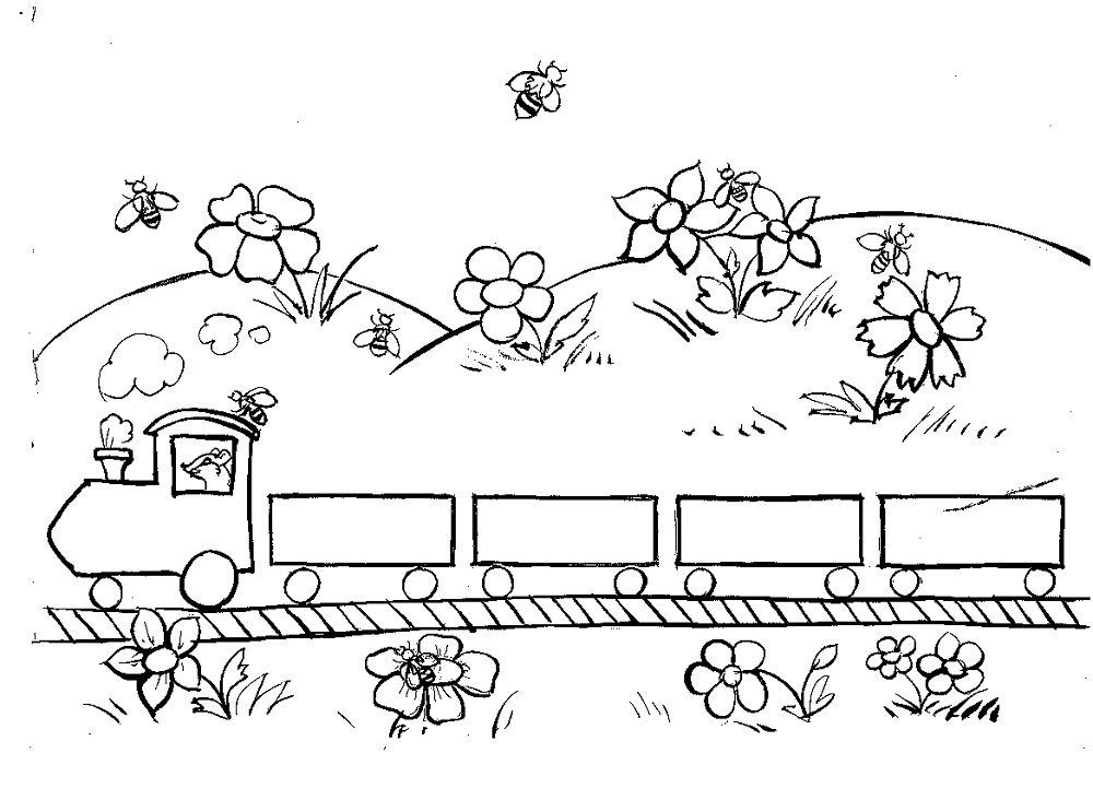Нарисовать детскую железную. Детская железная дорога раскраска. Раскраска поезд с вагонами. Паровозик на рельсах. Поезд для раскрашивания для детей.