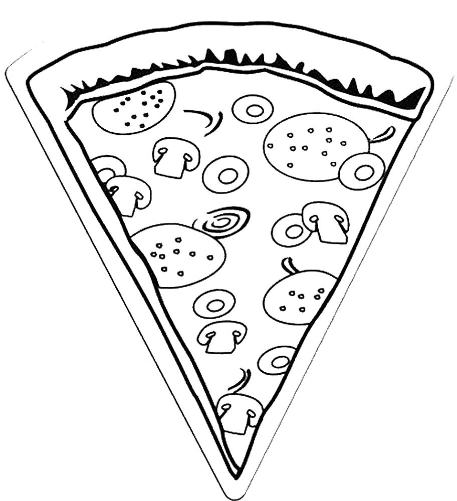 раскраски на тему еда с изображением разных видов пиццы