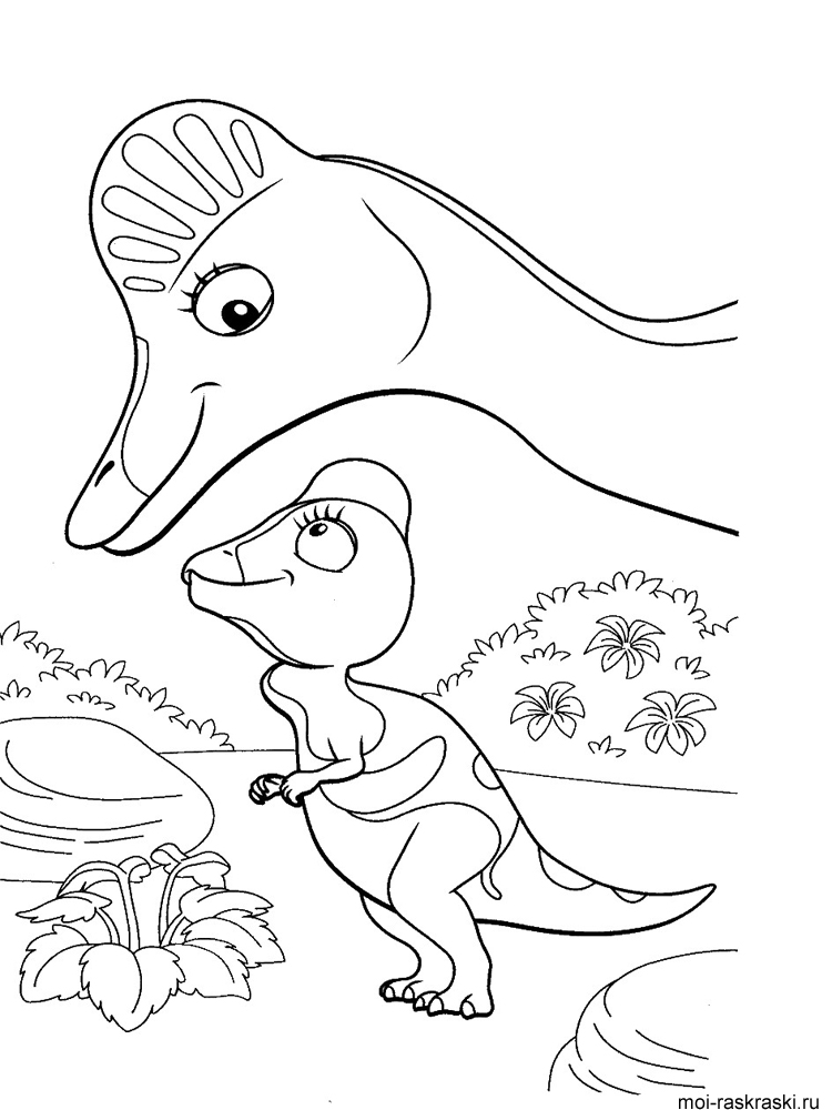 Раскраски для детей с изображением динозавров . Раскраски для мальчиков и девочек из мультфильма Поезд динозавров . Разукрашки для всех членов семьи с изображением динозавров