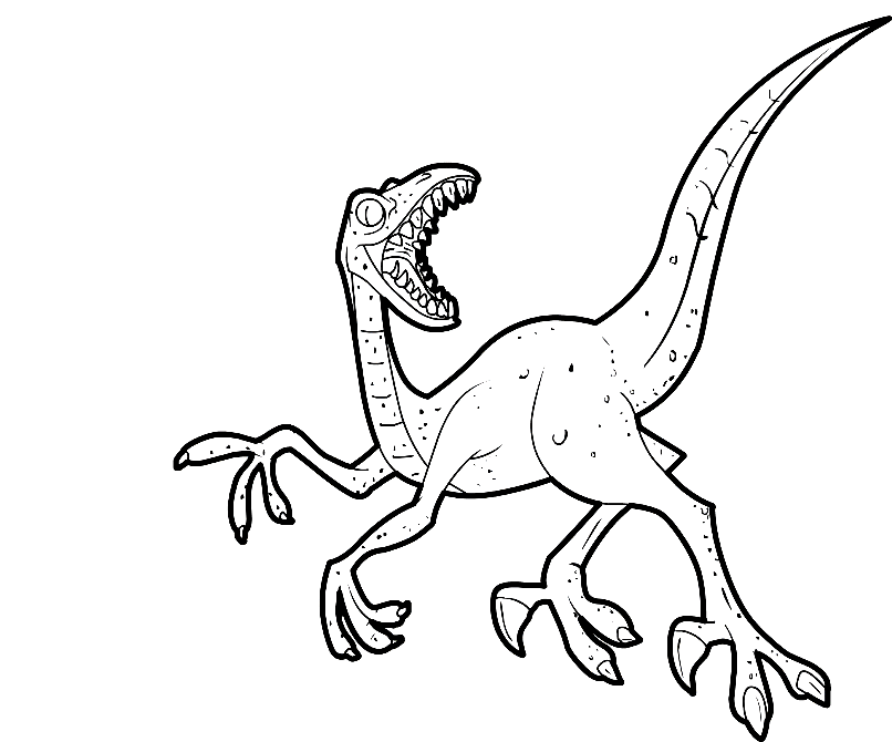 Диноазавр раптор Скачать и распечатать раскраску динозавра раптора