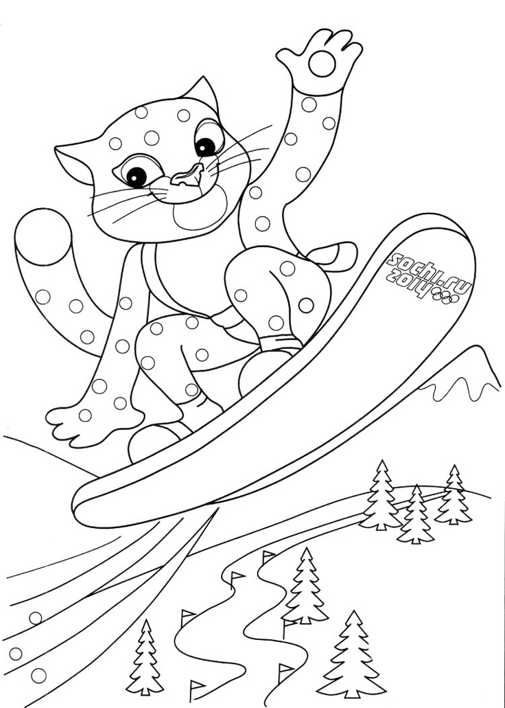  раскраски на тему сноубординг для мальчиков и девочек. Интересные раскраски с зимними видами спорта для детей и взрослых.                   