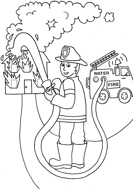  раскраски для детей. Забавные раскраски на тему пожарный. Расркаски с пожарными. Пожарный, пожарная машина. Раскраски для детей               