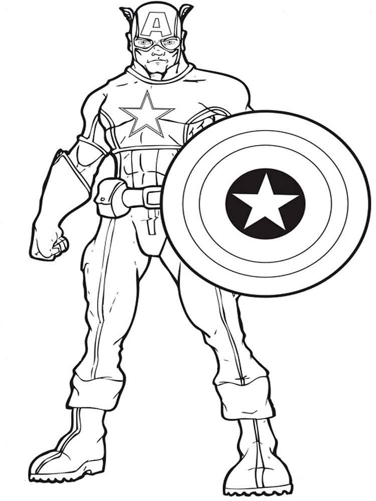 Раскраски для мальчиков и девочек с героями мстителей Капитаном Америка . Разукрашки для мальчиков любого возраста с Капитаном Америка . Раскраски для детей капитан америка