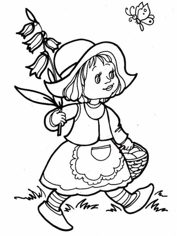 раскраска с героиней детских сказок красной шапочкой для детей