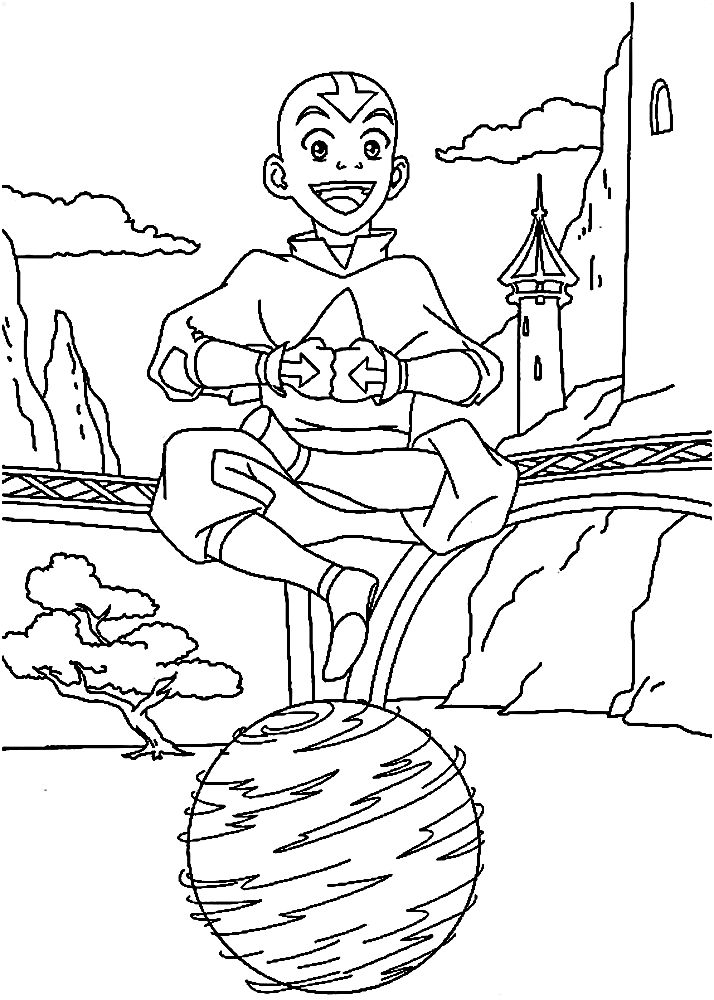 Раскраска Аанг из анимационного телисериала 