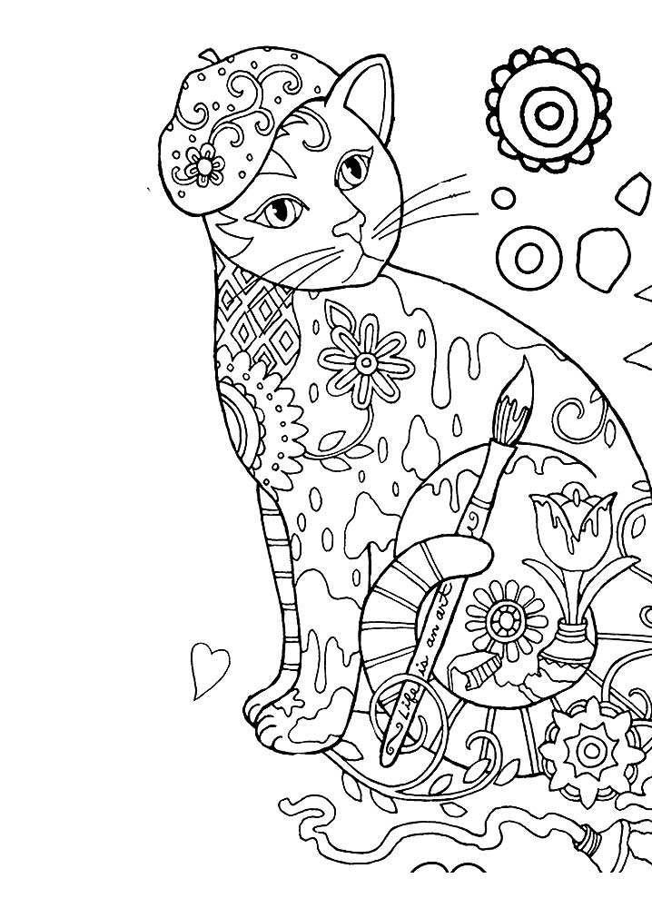 Раскраски на тему кошки. Раскраски для детей и взрослых на тему животные, кошки. Раскраски с кошками, помогяющие снять стресс. Успокаивающие 