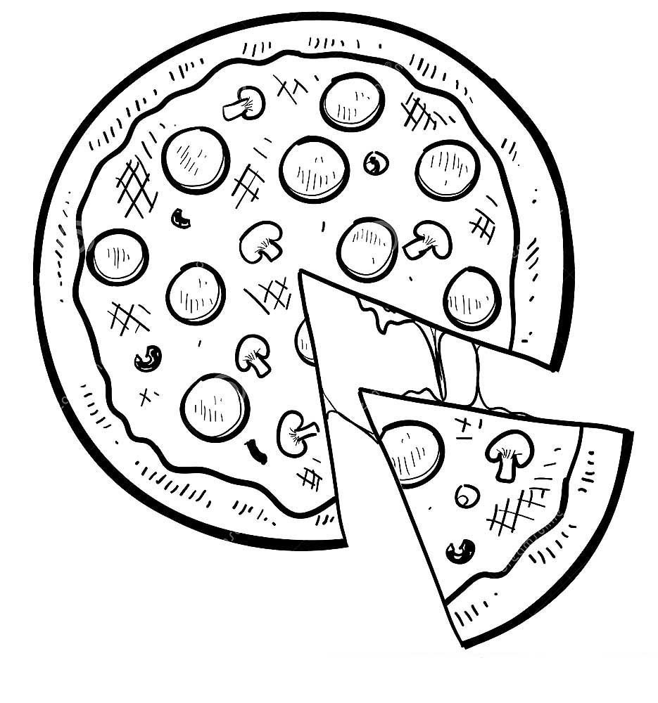 Раскраски для всей семьи с изображением пиццы . Раскраски для тех,кто любит пиццу . Раскраски на тему еда с изображением пиццы . Раскраски пицца !                