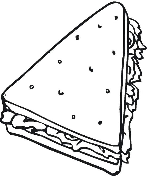 Раскраски для взрослых и детей с изображением  сэндвичей . Раскраски,на которых изображены сэндвичи . Раскраски на тему еда - сэндвич .                           