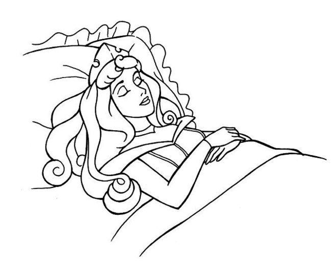 Раскраски по мультфильму Диснея Спящая красавица для детей  Спящая красавица принцесса Аврора