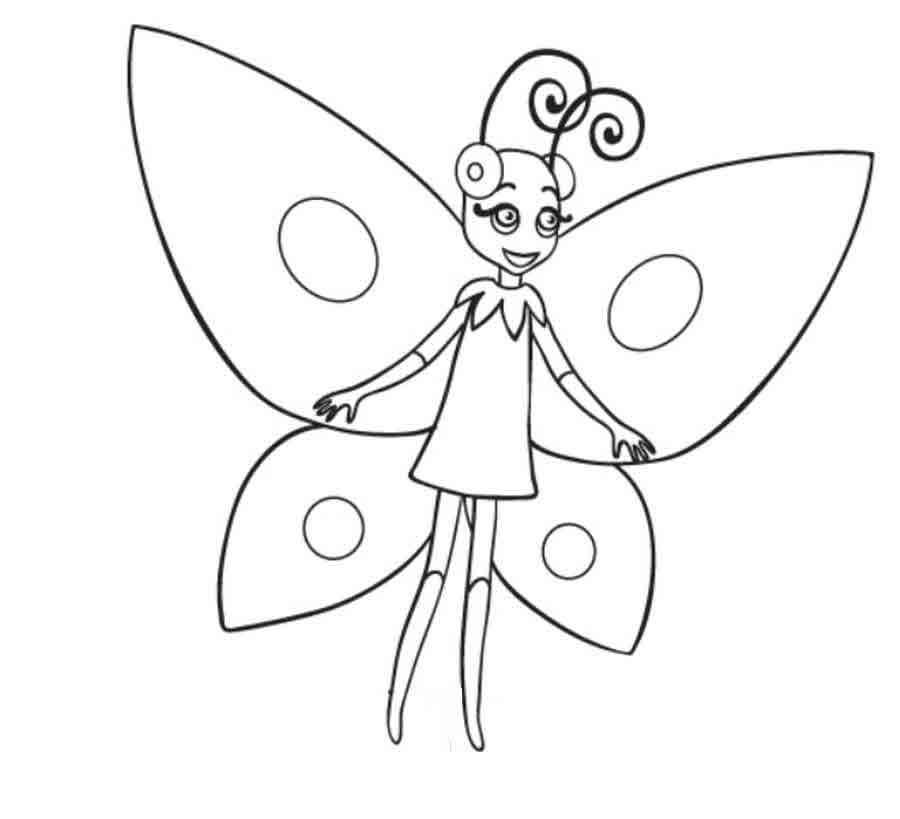  Раскраска бабочка из мультфильма Лунтик