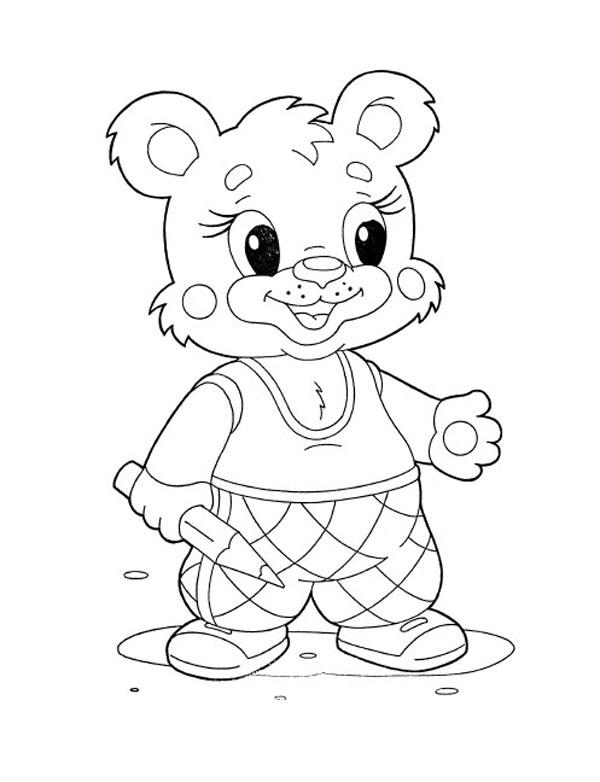 Раскраски с мишками Тедди, милые и красивые раскраски для детей с медвежатами  Раскраска мишка Тедди с карандашом
