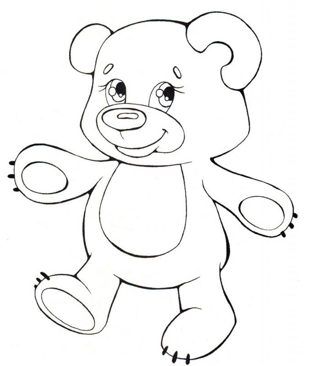 Раскраски с мишками Тедди, милые и красивые раскраски для детей с медвежатами  Мишка Тедди с лапами в разные стороны