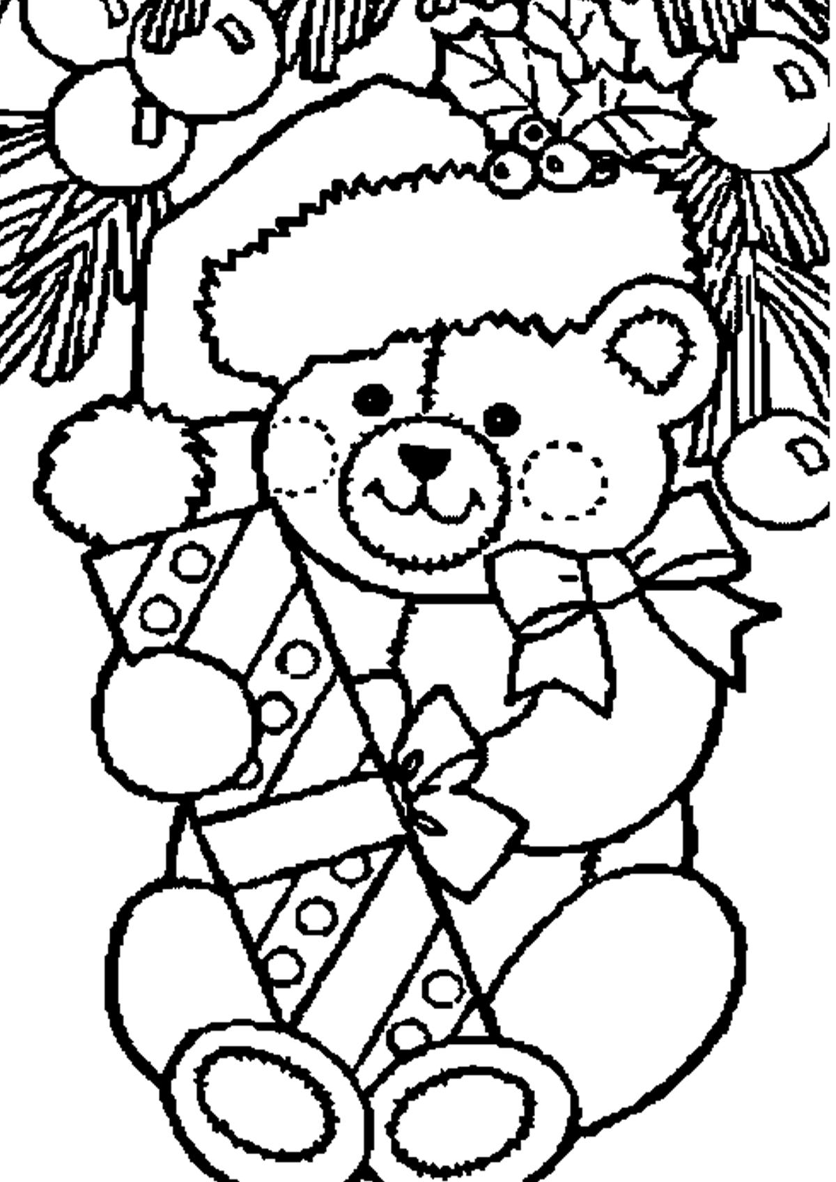 Раскраски с мишками Тедди, милые и красивые раскраски для детей с медвежатами  Раскраска мишка Тедди в подарок на новый год