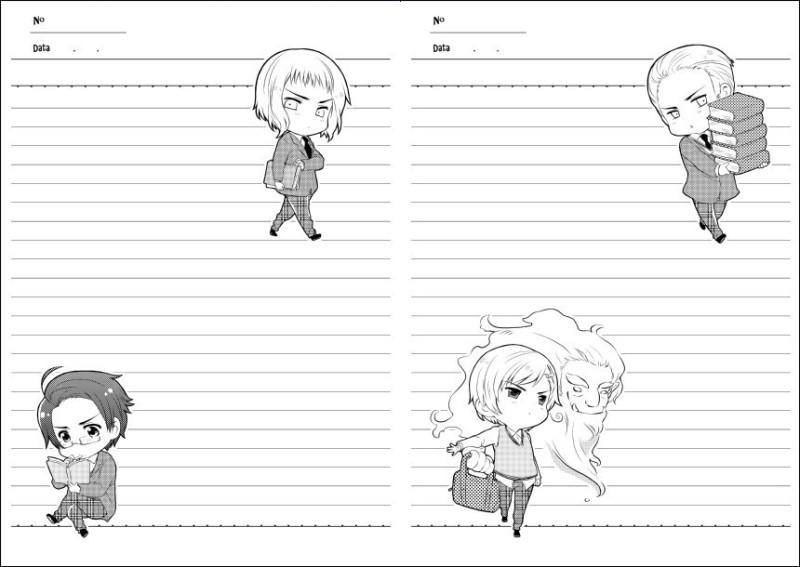  Шаблоны страниц личного дневника с аниме чибиками 