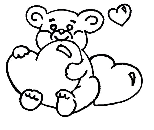  Раскраска мишка Тедди в обнимку с сердечком
